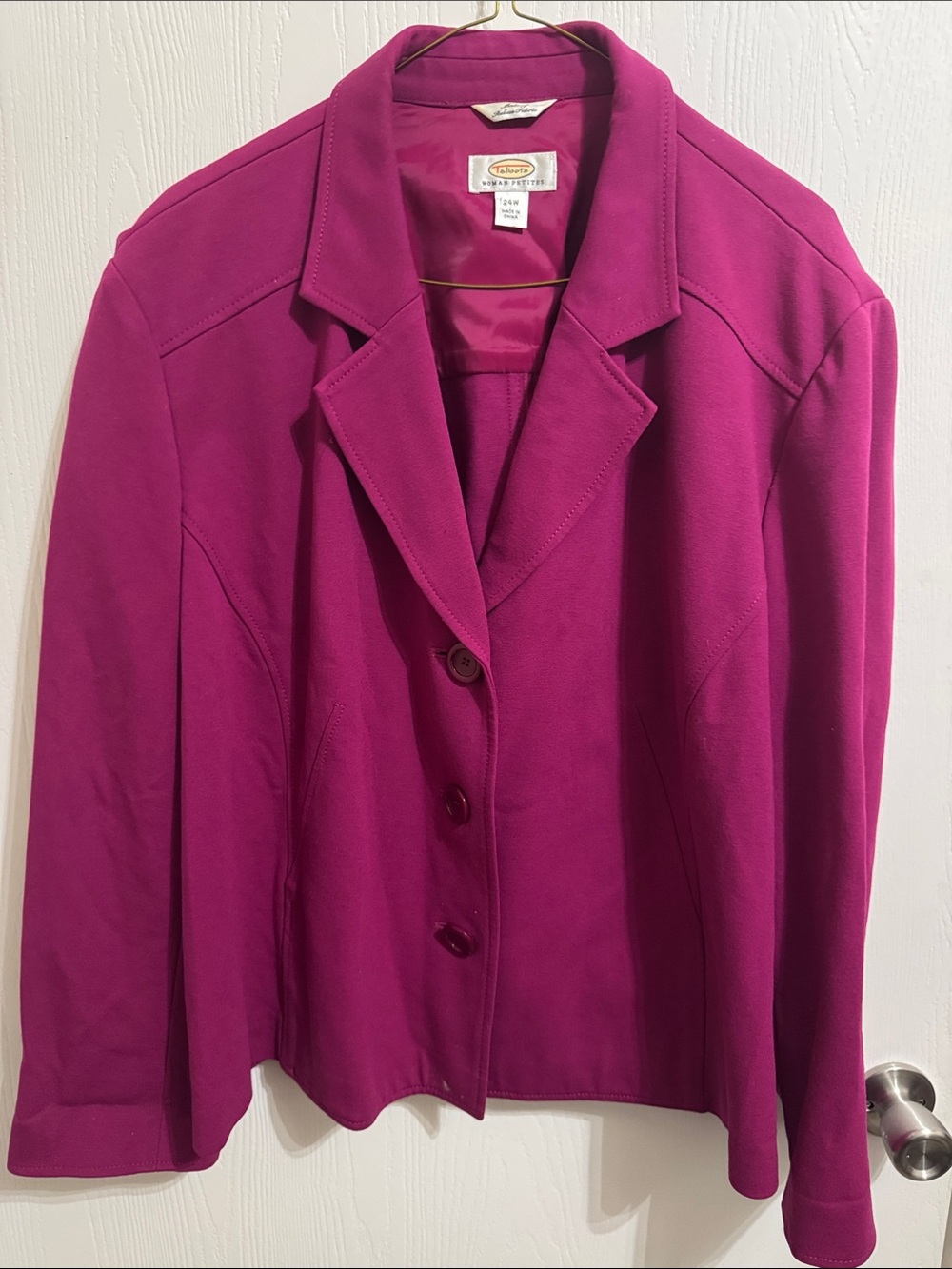 Talbots Blazer Jacket‎ Women's Size 24W Petite Fuchsia 3 Button Italian Fabric